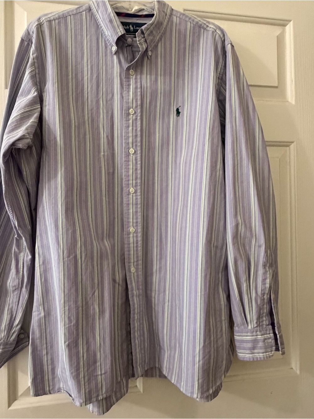 Vintage Polo Ralph Lauren Lavender Striped Men’s Button Down Shirt Size XL